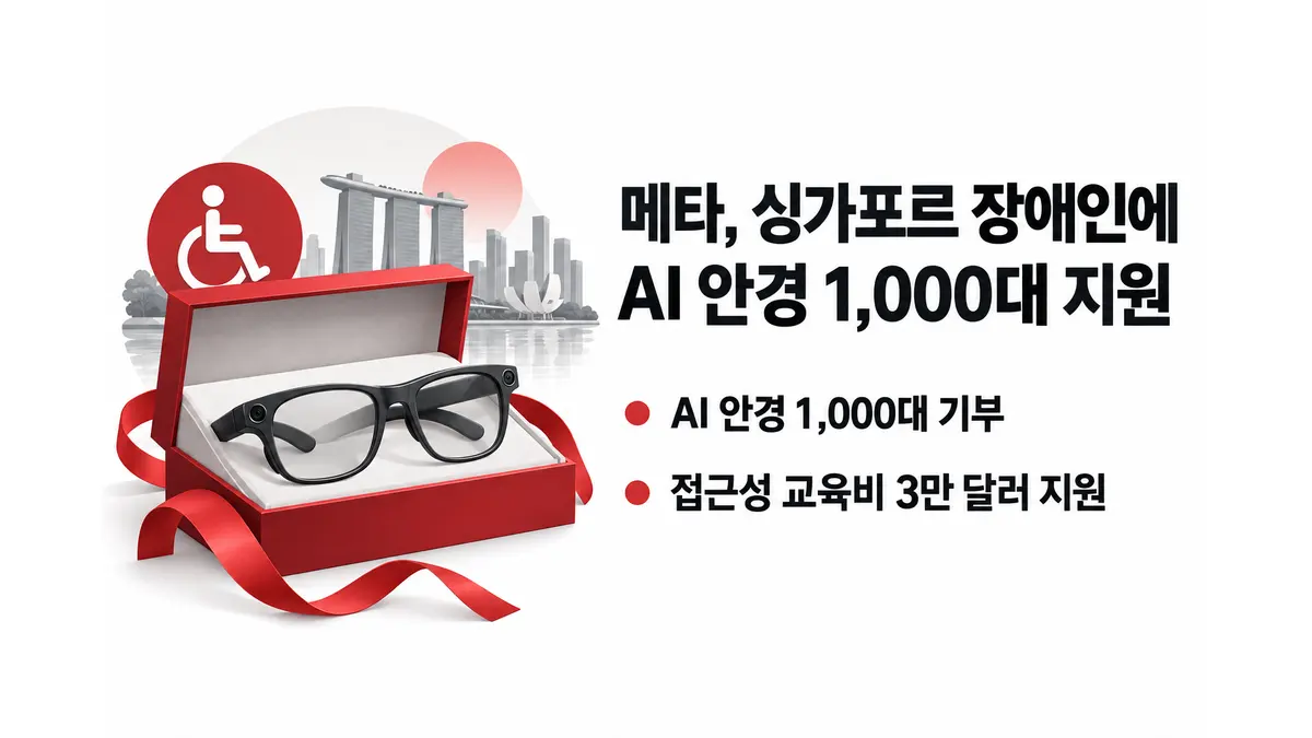 메타, 싱가포르 장애인에 AI 안경 기부 — 기사 주제를 표현한 AI 생성 개념 삽화