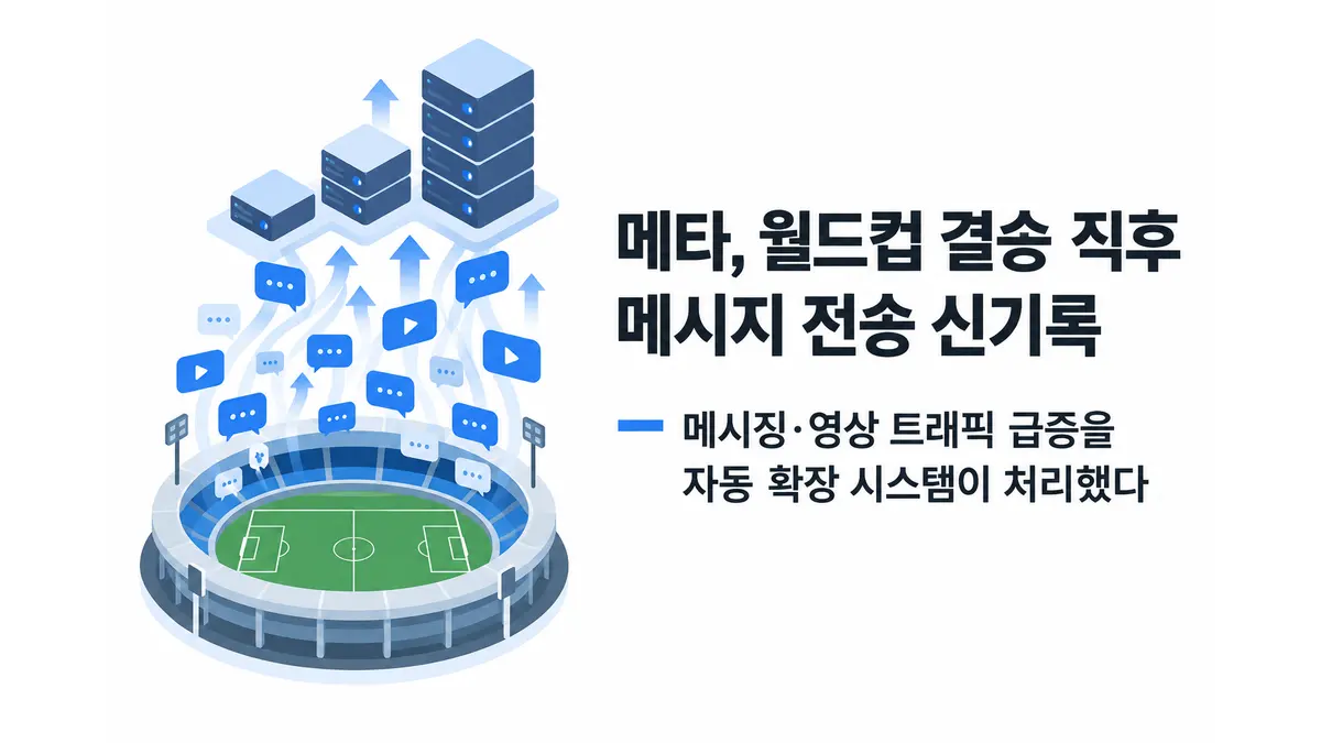 메타, 월드컵 결승서 메시지 전송 신기록 — 기사 주제를 표현한 AI 생성 개념 삽화