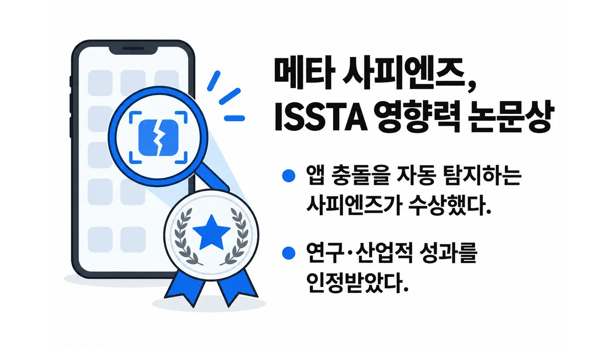 메타 사피엔즈, ISSTA 2026 영향력 논문상 — 기사 주제를 표현한 AI 생성 개념 삽화